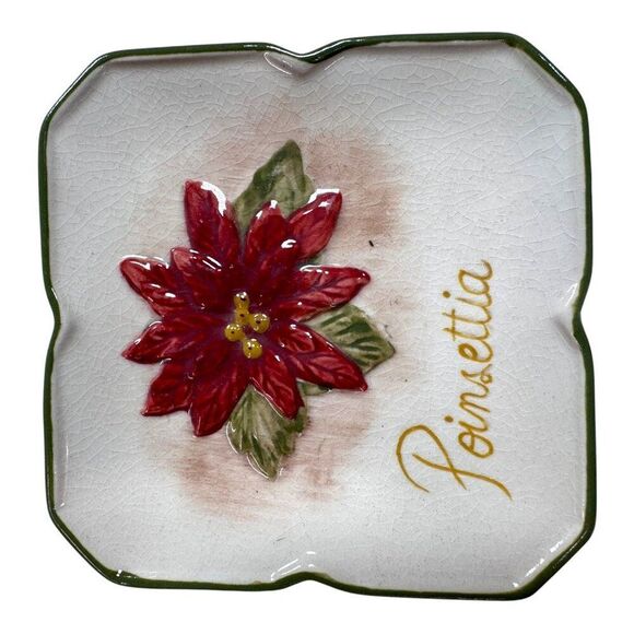 MWW Market BOTANICAL 4.5" Mini Plate Set 4 Winter Flowers Christmas Coasters - Picture 8 of 9